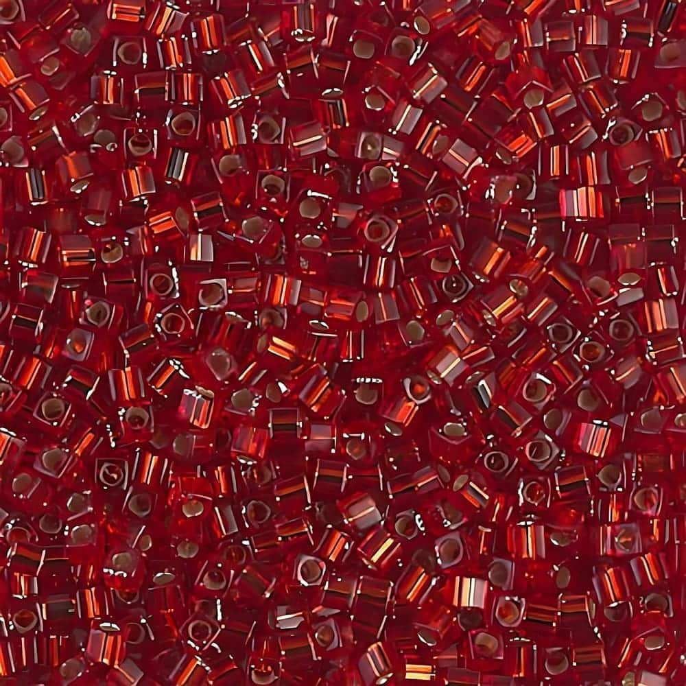 Miyuki Square Seed Beads 1.8mm Silver Lined Ruby 8.2GM