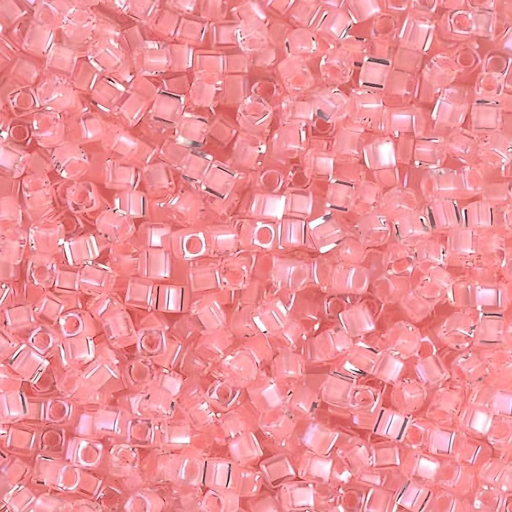 Miyuki Square Seed Beads 1.8mm Inside-Color-Lined Baby Pink / Crystal 8.2GM