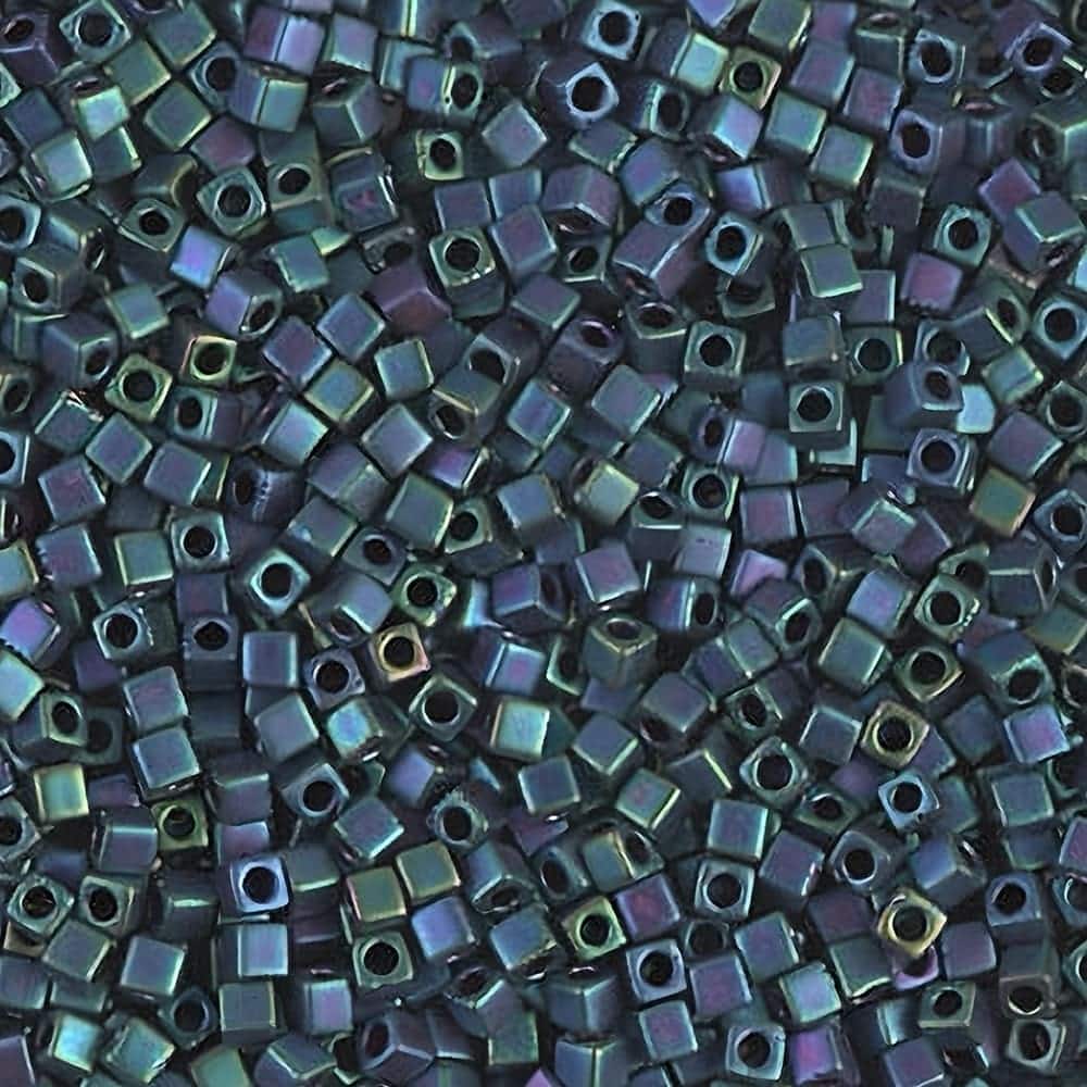 Miyuki Square Seed Beads 1.8mm, Matte Metallic Blue Green Iris 8.2GM