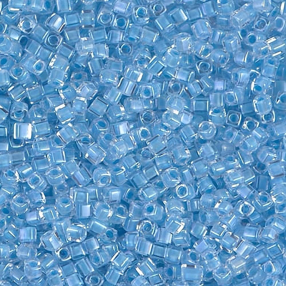 Miyuki Square Seed Beads 1.8mm Inside-Color-Lined Faded Denim / Crystal 8.2GM