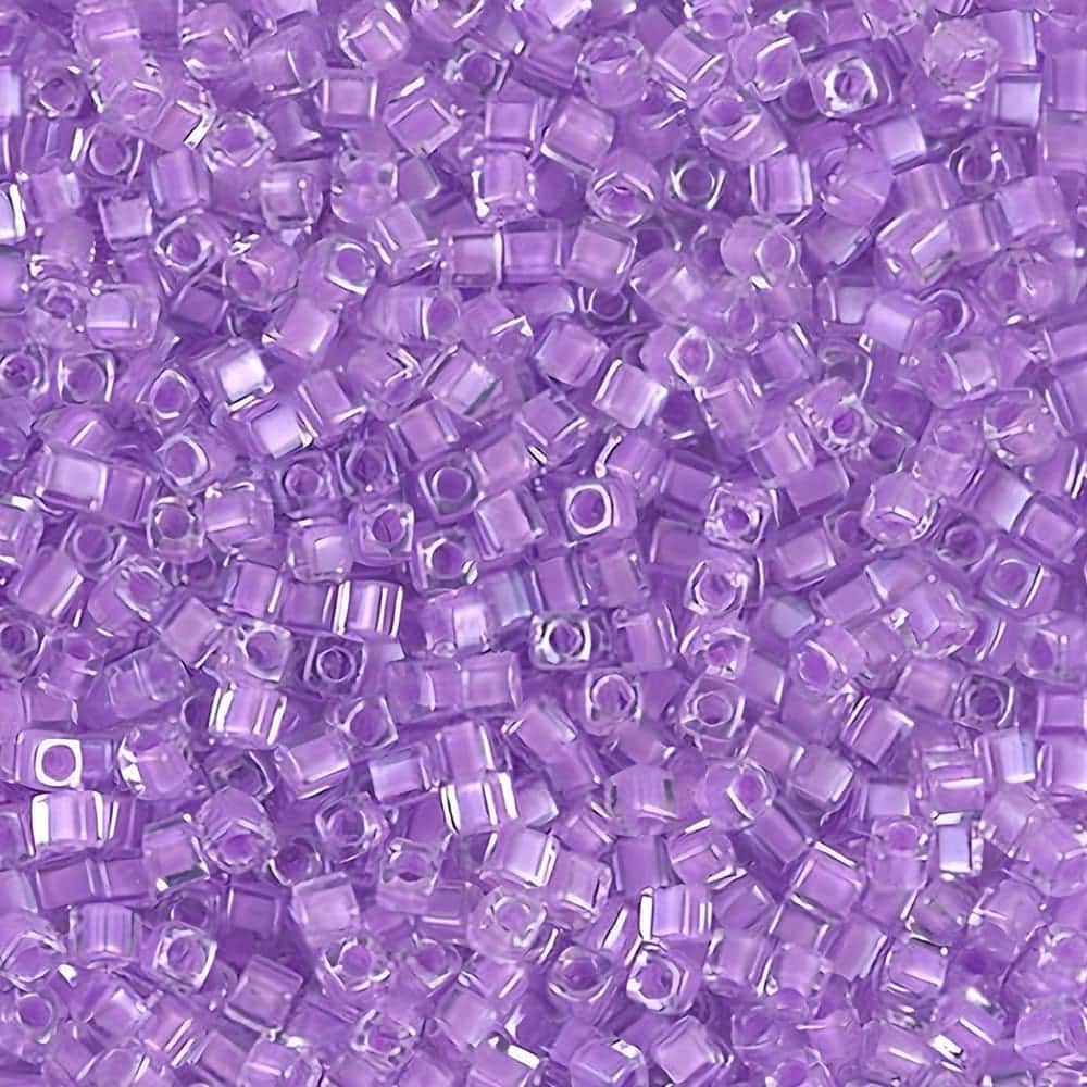 Miyuki Square Seed Beads 1.8mm, Inside-Color-Lined Orchid / Crystal 8.2GM