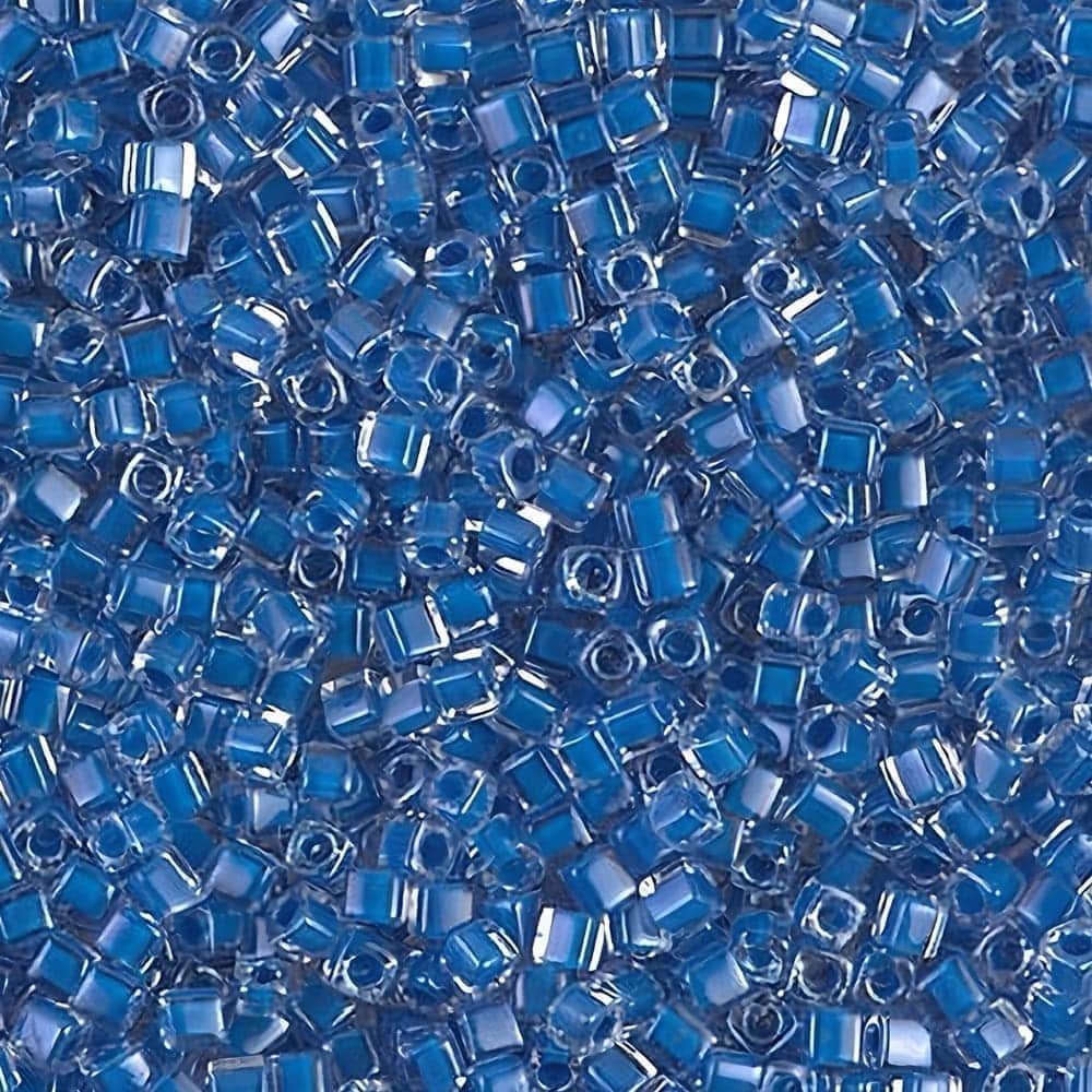 Miyuki Square Seed Beads 1.8mm, Inside-Color-Lined Royal Blue / Crystal 8.2GM