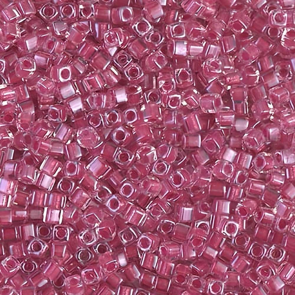 Miyuki Square Seed Beads 1.8mm, Inside-Color-Lined Rose / Crystal 8.2GM