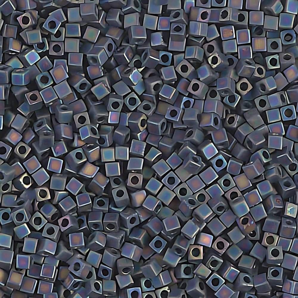 Miyuki Square Seed Beads 1.8mm Matte Black AB 8.2GM