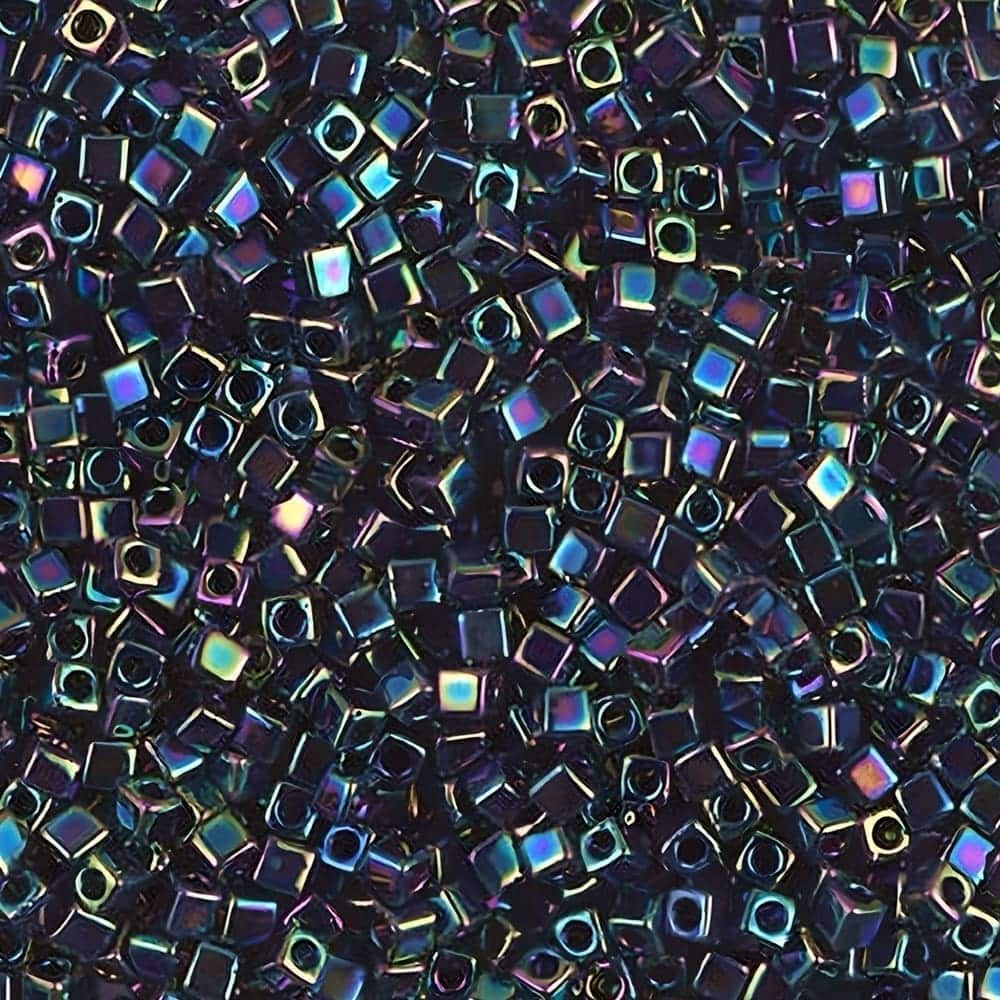 Miyuki Square Seed Beads 1.8mm, Metallic Green Iris 8.2GM