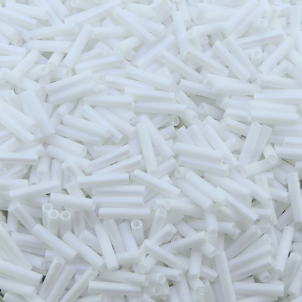 Miyuki Slender Bugle Beads 6mm x 1.3mm 13GM Matte Unicorn White AB