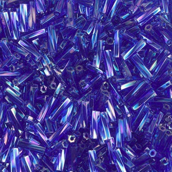 Miyuki Twisted Bugle Beads 6mm 17.5GM Transparent Cobalt AB