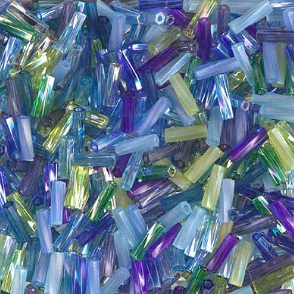 Miyuki Twisted Bugle Beads 6mm 17.5GM Jeweltones Mix