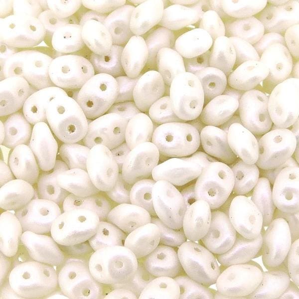 SuperDuo Beads Two-hole 5×2.5mm Pearl Shine White 22.5GM