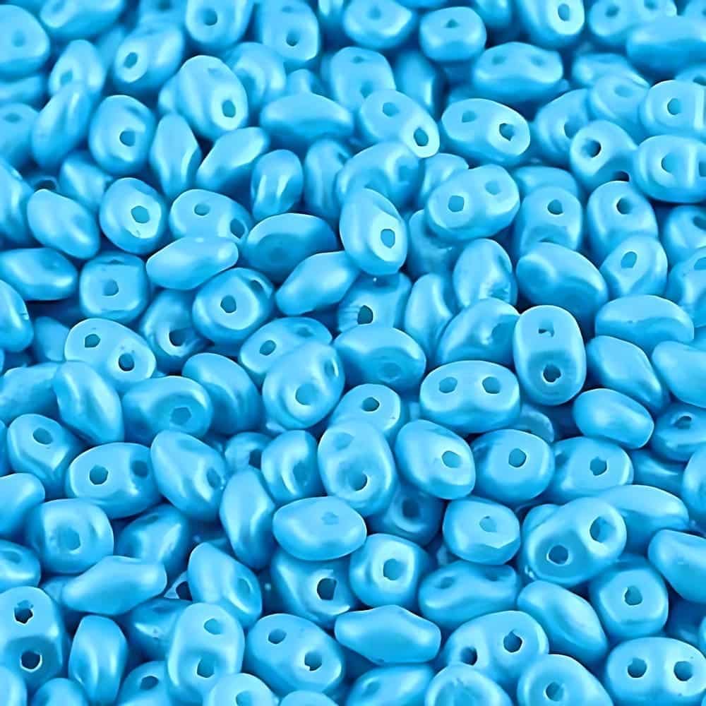 SuperDuo Beads Two-hole 5×2.5mm Pearl Shine Aqua 22GM