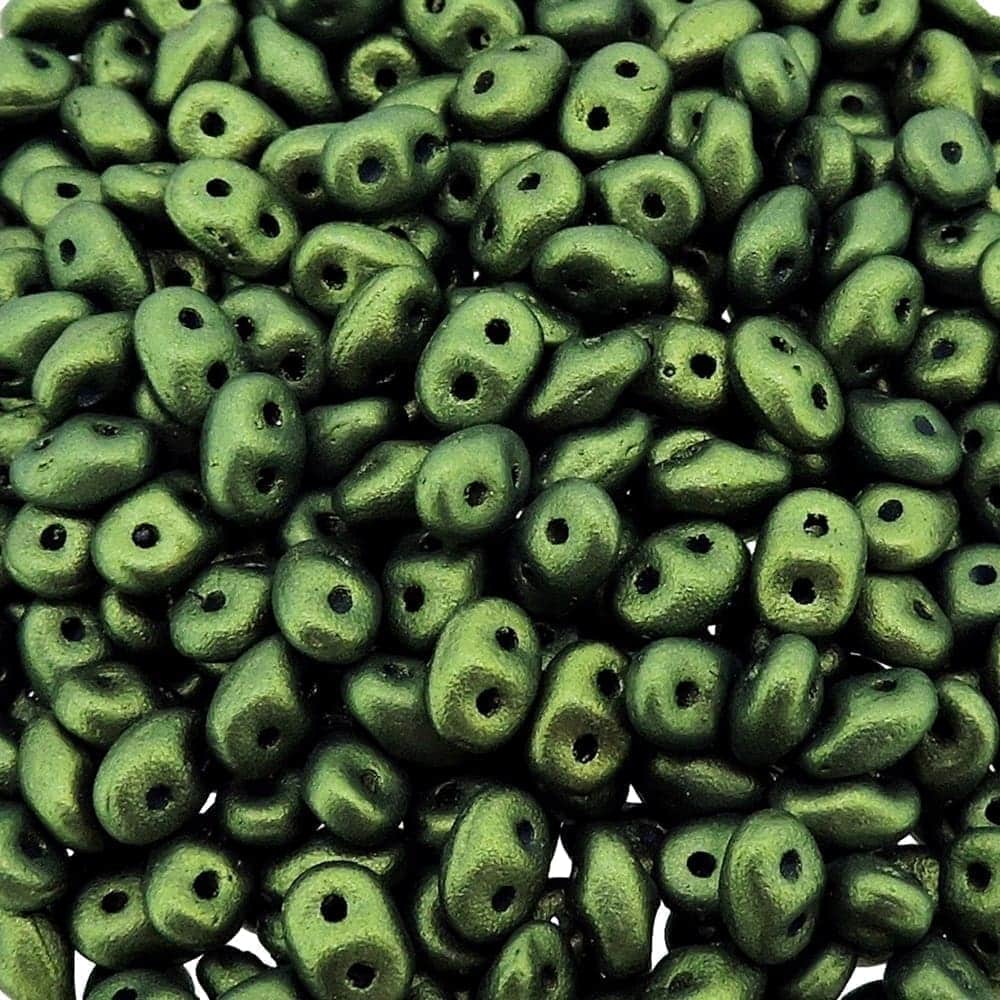 SuperDuo Beads Two-hole 5×2.5mm Gold Shine Dark Olive
