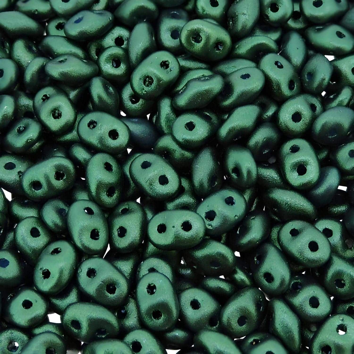 SuperDuo Beads Two-hole 5×2.5mm Gold Shine Dark Green 22.5GM