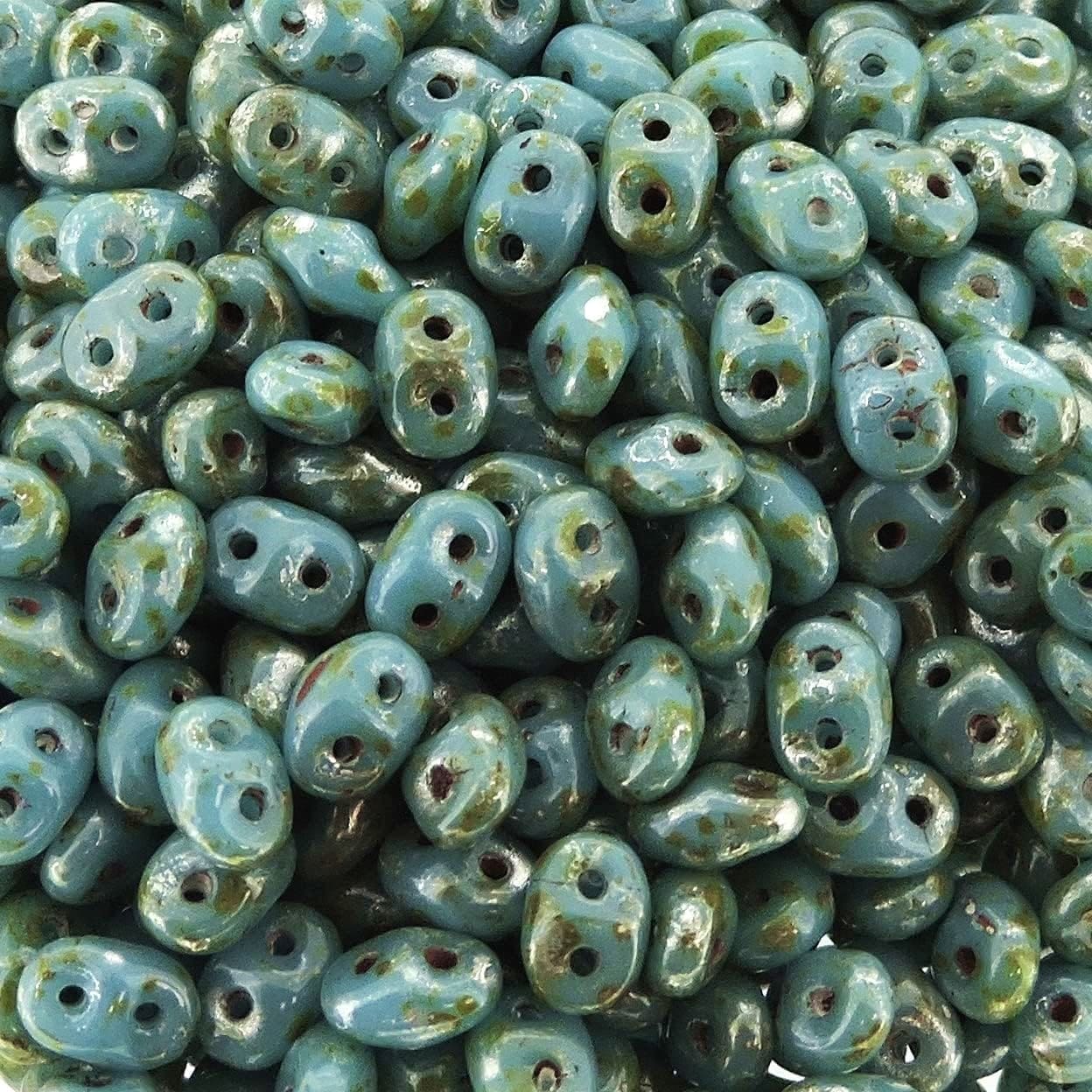 SuperDuo Beads Two-hole 5×2.5mm Turquoise Blue Picasso 22.5GM