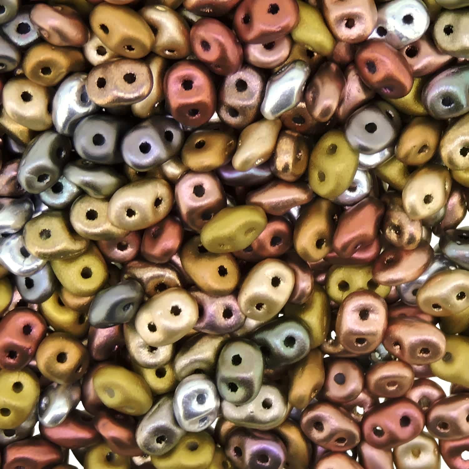 SuperDuo Beads Two-hole 5×2.5mm Matte Metallics Mix 24GM