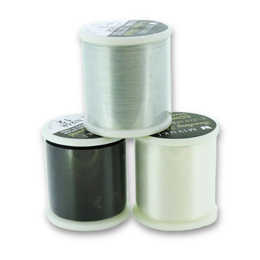 3 Pack Miyuki Beading Thread Size B 50M ea White, Black and Silver