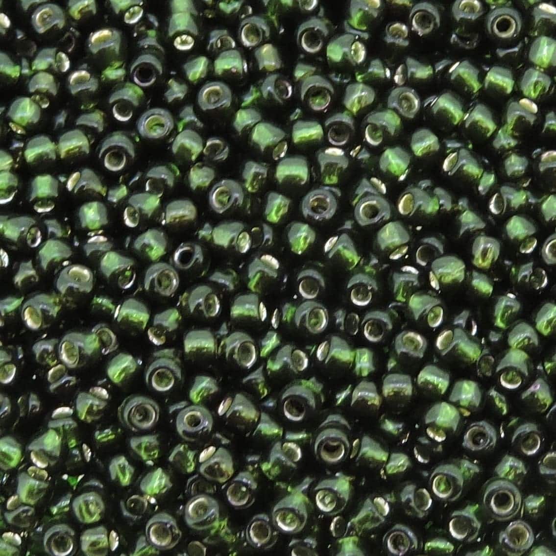 Toho Seed Beads Round Size 11/0 28GM Silver Lined Dark Emerald