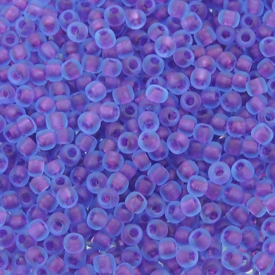 Toho Seed Beads Round Size 11/0 28GM Frosted Purple Lined Aqua 11-252F