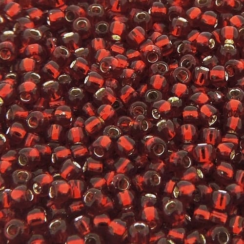 Toho Seed Beads Round Size 11/0 28GM Silver Lined Dark Ruby Red