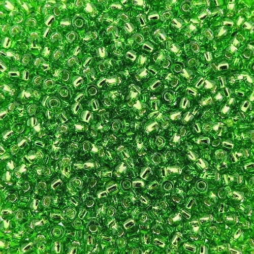 Toho Seed Beads Round Size 11/0 28GM Silver Lined Kelly Green