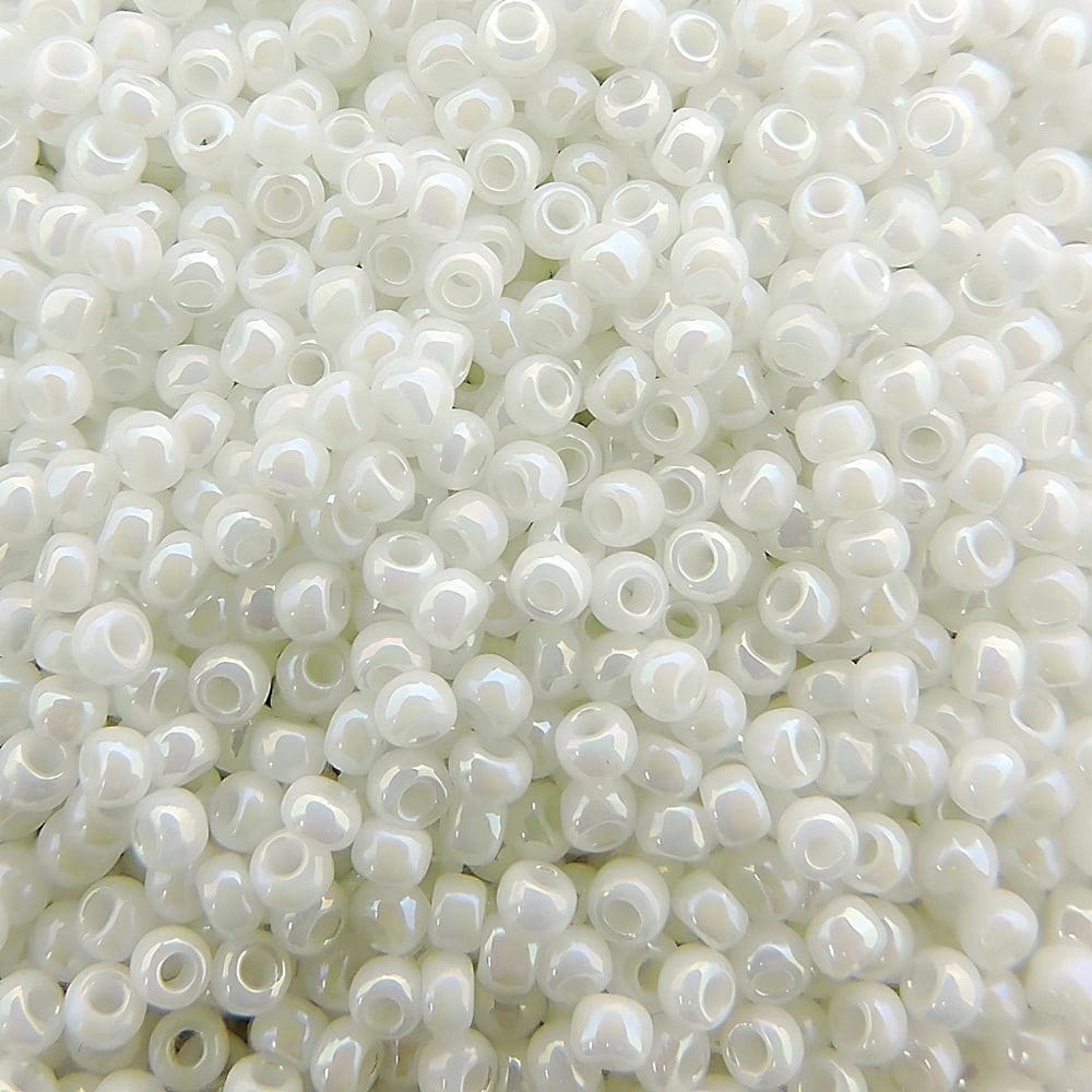 Toho Seed Beads Round Size 11/0 28GM Opaque White Rainbow 11-401