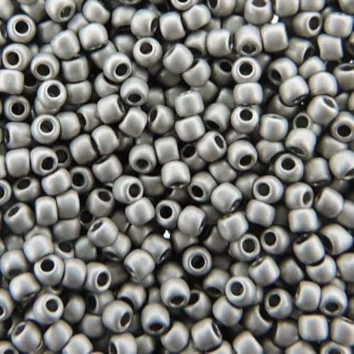 Toho Seed Beads Round Size 11/0 28GM Metallic Frosted Antique Silver 11-566