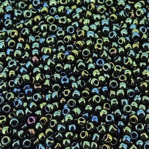 Toho Seed Beads Round Size 11/0 28GM Metallic Green Iris