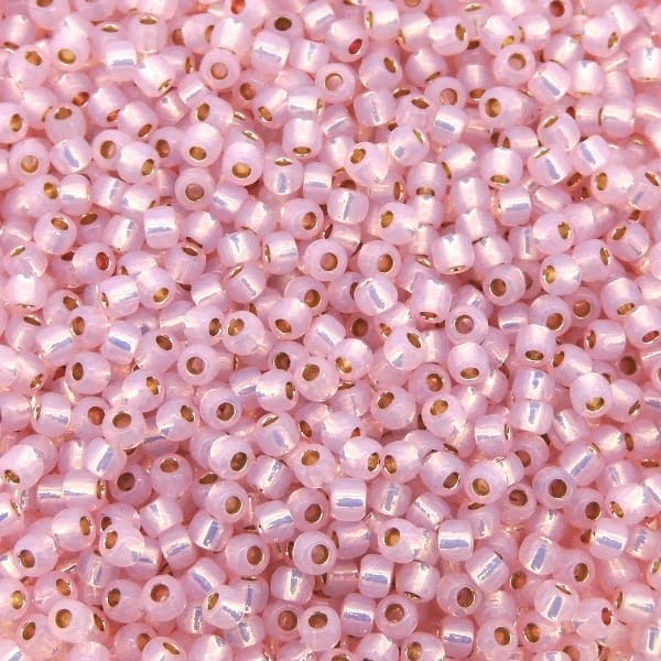 Toho Seed Beads Round Size 11/0 28GM PermaFinish Silver-Lined Baby Pink 11-PF2105