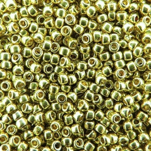 Toho Seed Beads Round Size 11/0 28GM PermaFinish Galvanized Lemon Gold 11-PF590